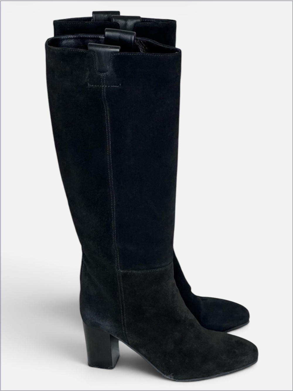 Aquatalia Delle Black Suede Knee High Boots Size 6.5
